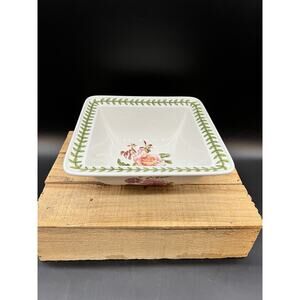 Vintage Portmeirion Botanic Roses 8” Square Serving Bowl Dish "Warm Wishes"